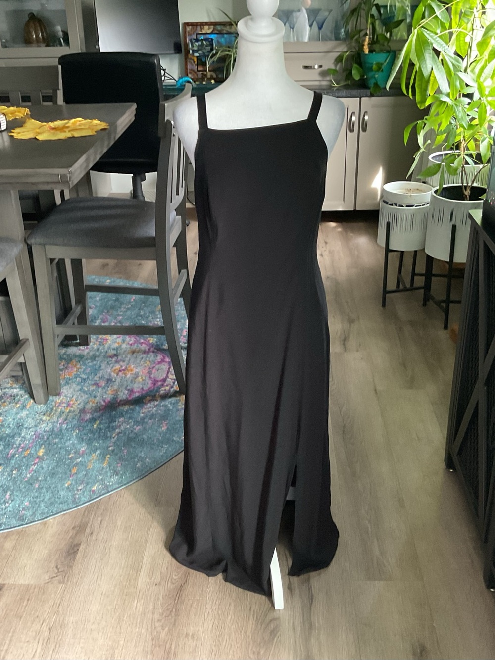 Old Navy Black Square-Neck Maxi Dress with Side Slit